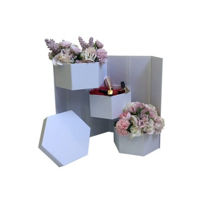 High Quality Special Design 3 Layers Large Hexagonal Flower Packing Boxes For Wedding Or Birthday